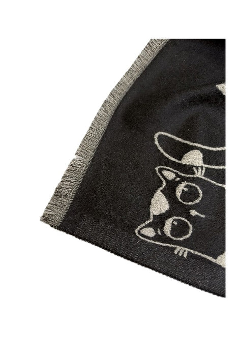 Schal Viskose Katzen schwarz/beige 70x190cm