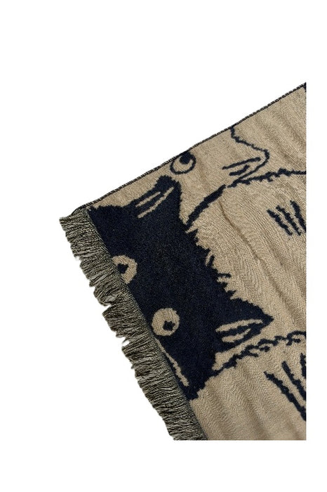 Schal Viskose Katzengesichter dunkelblau/beige 65x190cm