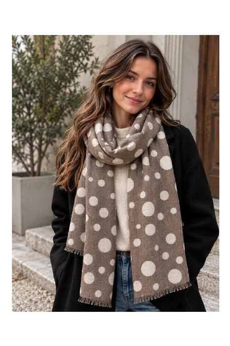 Schal Viskose mit Punkten taupe/offwhite 65x190cm