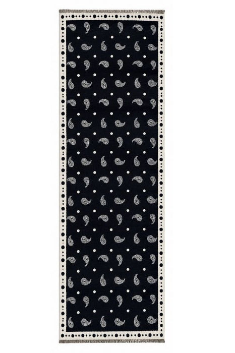 Schal Viskose schwarz Paisleymuster weiss 65x180cm