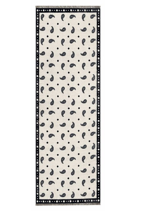 Schal Viskose schwarz Paisleymuster weiss 65x180cm