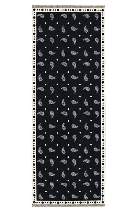 Schal Viskose navyblau Paisleymuster weiss 65x180cm