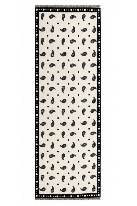 Schal Viskose navyblau Paisleymuster weiss 65x180cm