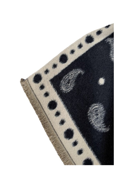 Schal Viskose navyblau Paisleymuster weiss 65x180cm