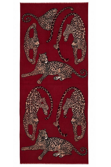 Schal Viskose Leopard bordeaux 90x180cm