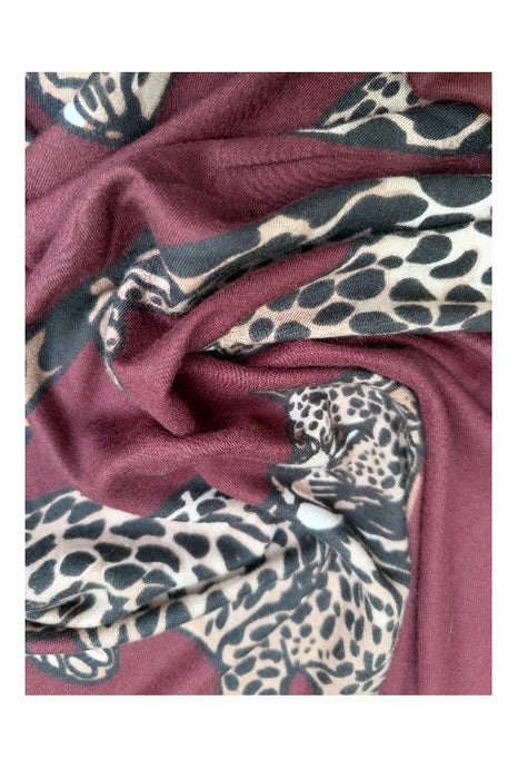 Schal Viskose Leopard bordeaux 90x180cm