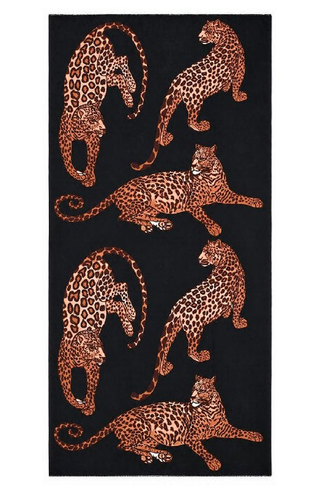 Schal Viskose Leopard schwarz 90x180cm