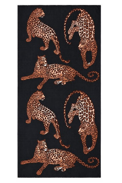 Schal Viskose Leopard schwarz 90x180cm