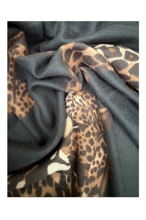 Schal Viskose Leopard schwarz 90x180cm