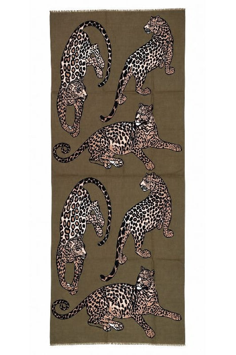 Schal Viskose Leopard olivegrün 90x180cm