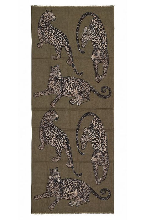 Schal Viskose Leopard olivegrün 90x180cm
