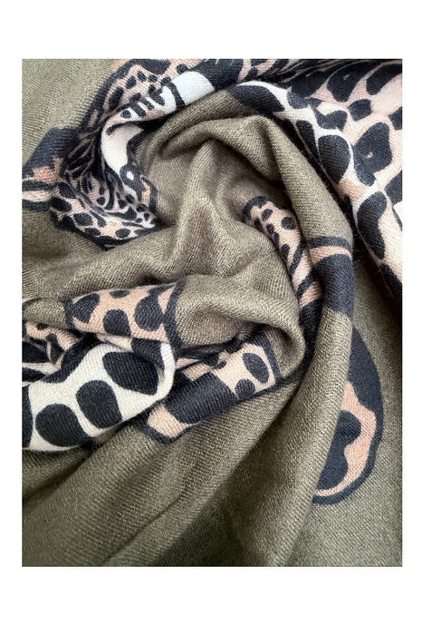Schal Viskose Leopard olivegrün 90x180cm
