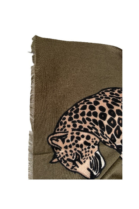 Schal Viskose Leopard olivegrün 90x180cm