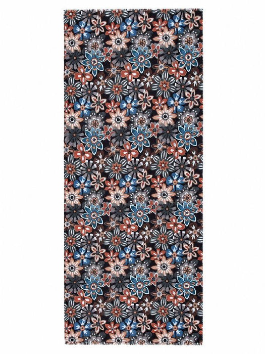 Schal Viskose schwarz mit Blumen rosa/blau/beige/multicolor 75x190cm