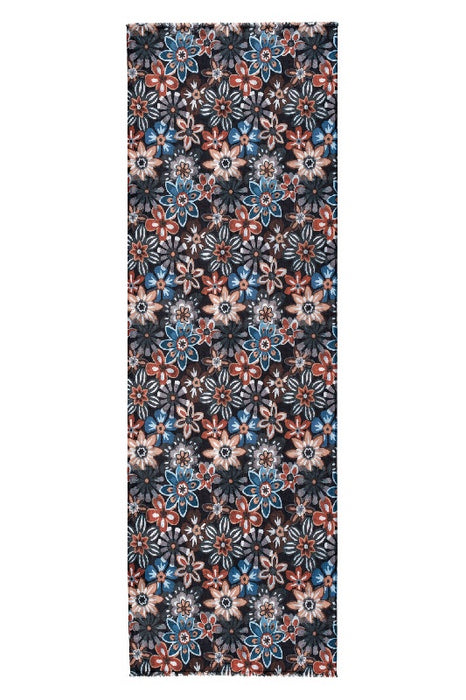 Schal Viskose schwarz mit Blumen rosa/blau/beige/multicolor 75x190cm