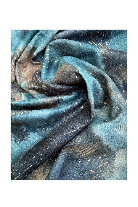 Schal Viskose Fächer blau/petrol 70x200cm