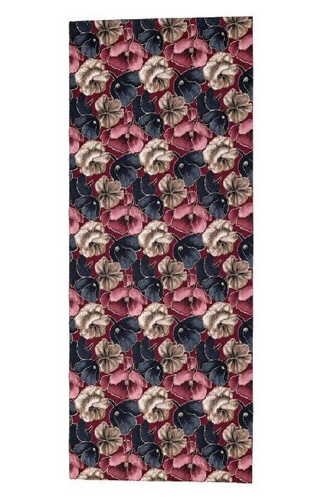 Schal Viskose bordeaux mit Blumenmotiv rosa/beige/schwarz/goldfarben 70x190cm
