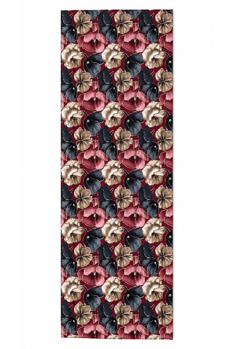 Schal Viskose bordeaux mit Blumenmotiv rosa/beige/schwarz/goldfarben 70x190cm