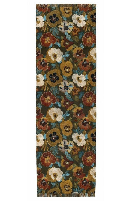 Schal Viskose olivegrün mit Blumenmotiv rostrot/beige/grün/multicolor 70x190cm