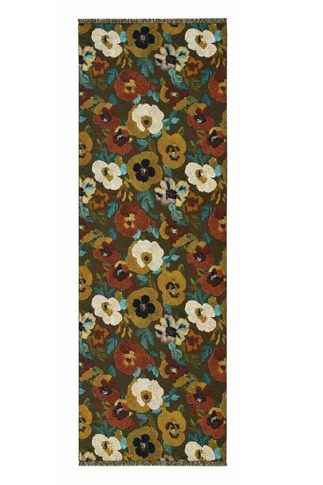 Schal Viskose olivegrün mit Blumenmotiv rostrot/beige/grün/multicolor 70x190cm