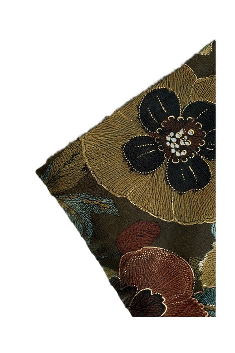 Schal Viskose olivegrün mit Blumenmotiv rostrot/beige/grün/multicolor 70x190cm