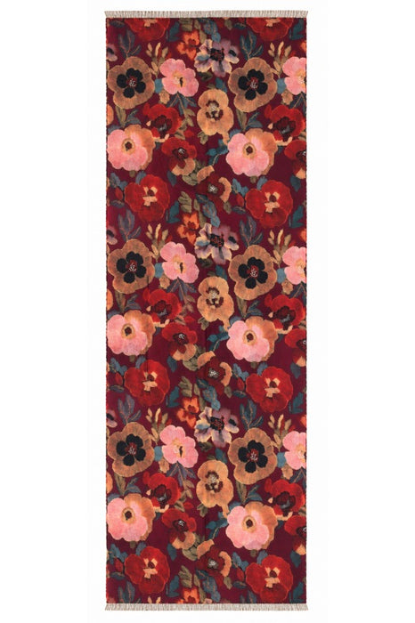 Schal Viskose bordeaux Blumenmotiv rosa/gelb/dunkelrot/multicolor 70x190cm