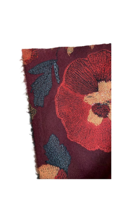 Schal Viskose bordeaux Blumenmotiv rosa/gelb/dunkelrot/multicolor 70x190cm