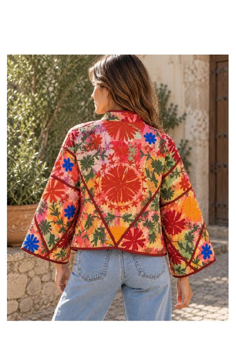Veste/Boléro Kantha avec broderies Suzani - Taille unique