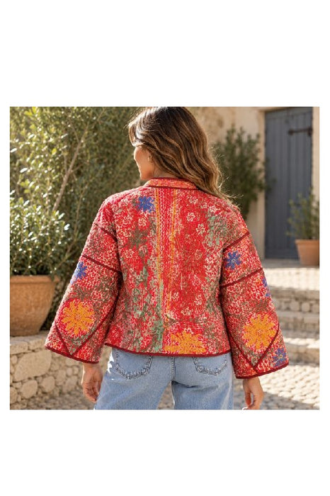Veste/Boléro Kantha avec broderies Suzani - Taille unique