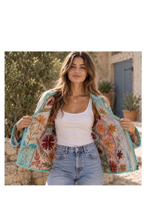 Kantha Jacket/Bolero with Suzani Embroidery - One Size