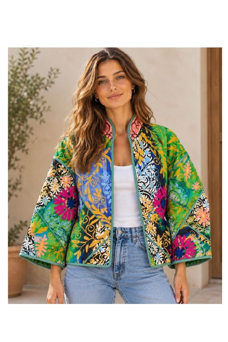 Jacke/Bolero Kantha mit Suzani Stickereien - One Size
