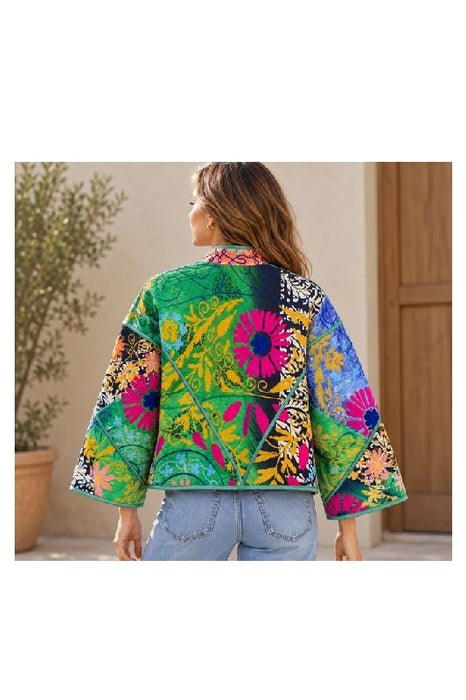 Jacke/Bolero Kantha mit Suzani Stickereien - One Size