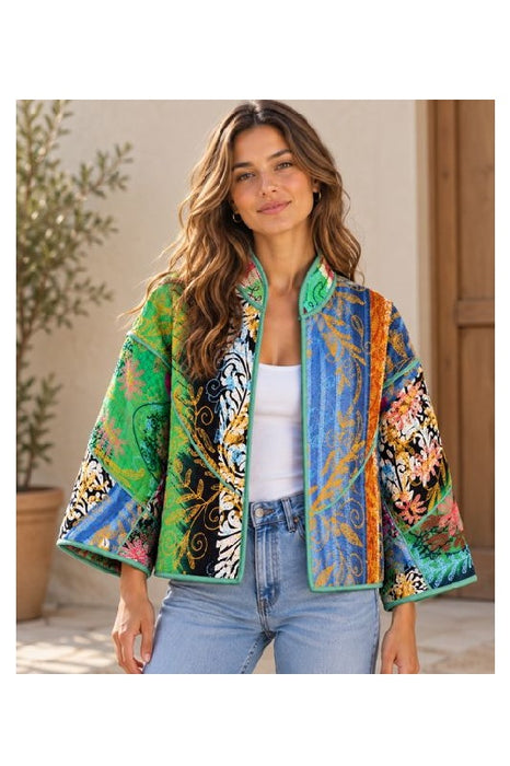 Jacke/Bolero Kantha mit Suzani Stickereien - One Size