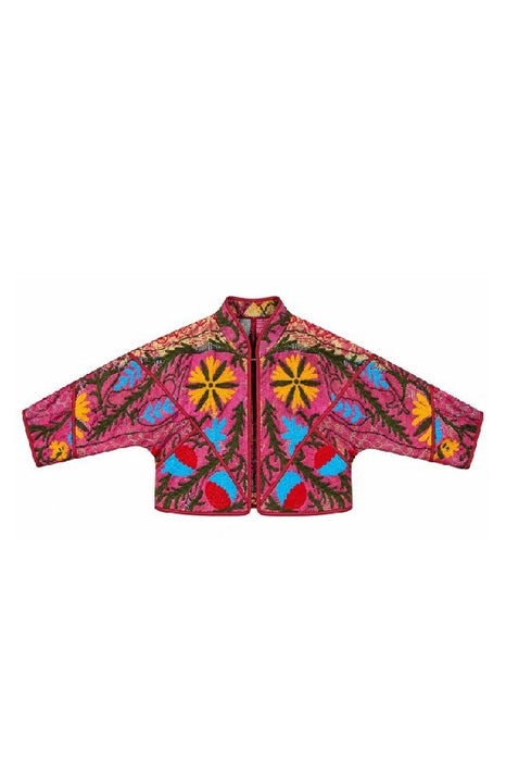 Jacke/Bolero Kantha mit Suzani Stickereien - One Size