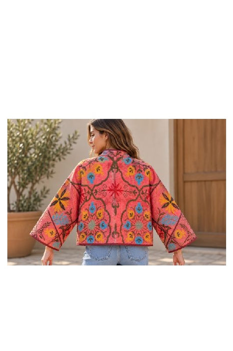 Jacke/Bolero Kantha mit Suzani Stickereien - One Size