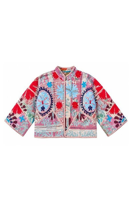 Jacke/Bolero Kantha mit Suzani Stickereien - One Size