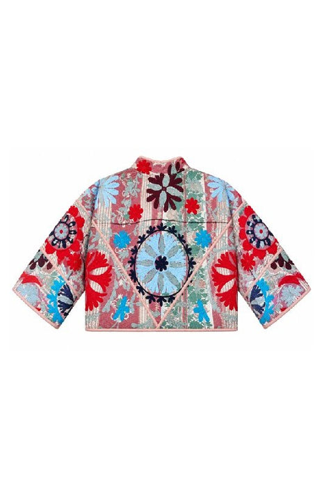 Jacke/Bolero Kantha mit Suzani Stickereien - One Size
