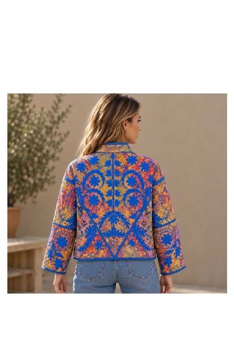 Jacke/Bolero Kantha mit Suzani Stickereien - One Size