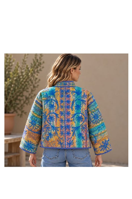 Jacke/Bolero Kantha mit Suzani Stickereien - One Size