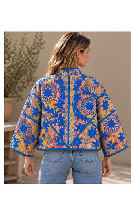 Jacke/Bolero Kantha mit Suzani Stickereien - One Size