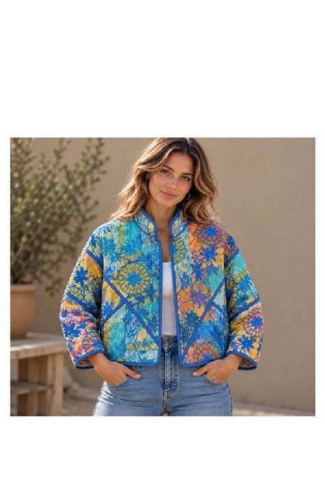 Jacke/Bolero Kantha mit Suzani Stickereien - One Size