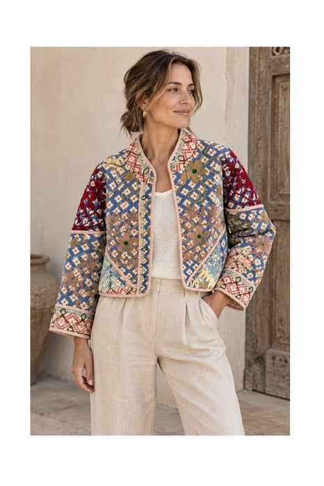 Veste/Boléro Kantha avec broderies Suzani - Taille unique