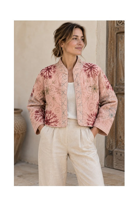 Veste/Boléro Kantha avec broderies Suzani - Taille unique
