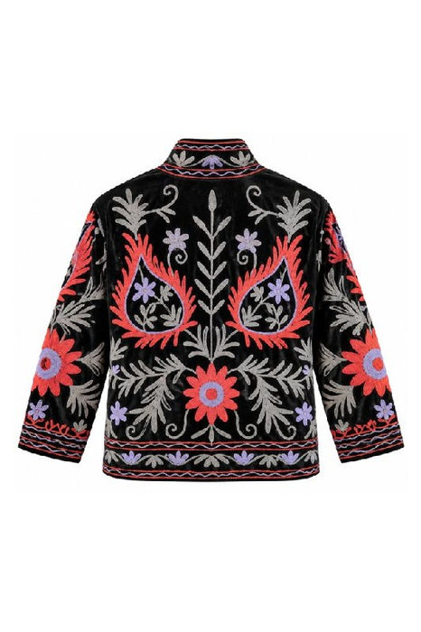 Jacke kurz Samt mit Suzani Stickereien - One Size