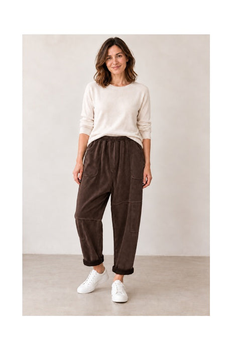 Pantalon aspect daim polyester marron - Taille unique