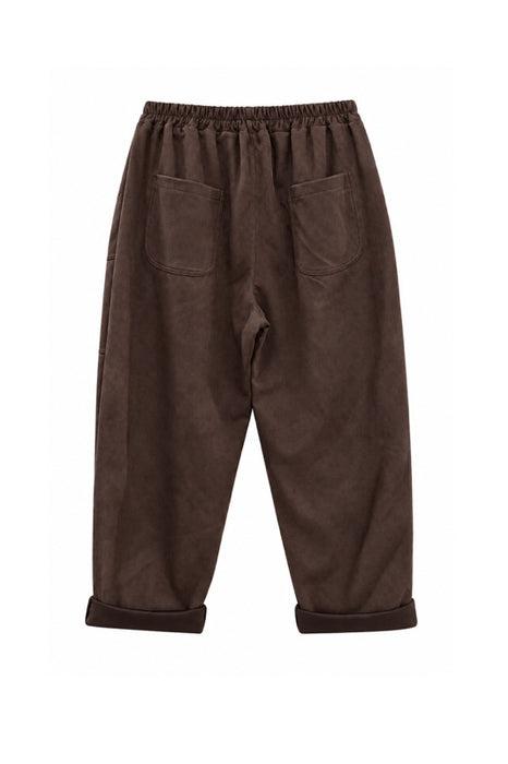 Pantalon aspect daim polyester marron - Taille unique