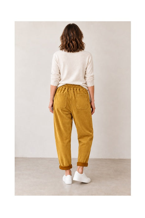 Mustard yellow faux suede polyester trousers - One Size