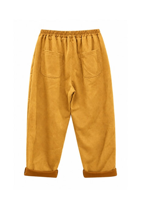 Mustard yellow faux suede polyester trousers - One Size