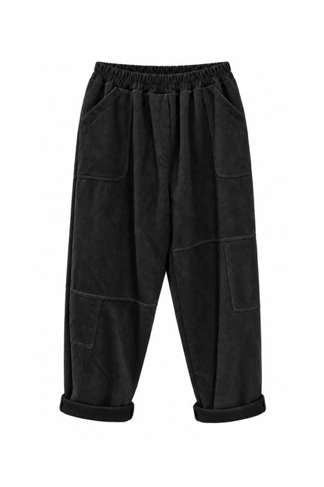 Pantalon aspect daim polyester noir - Taille unique