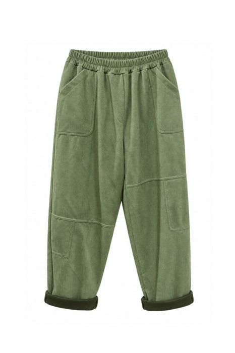 Pantalon aspect daim polyester kaki - Taille unique